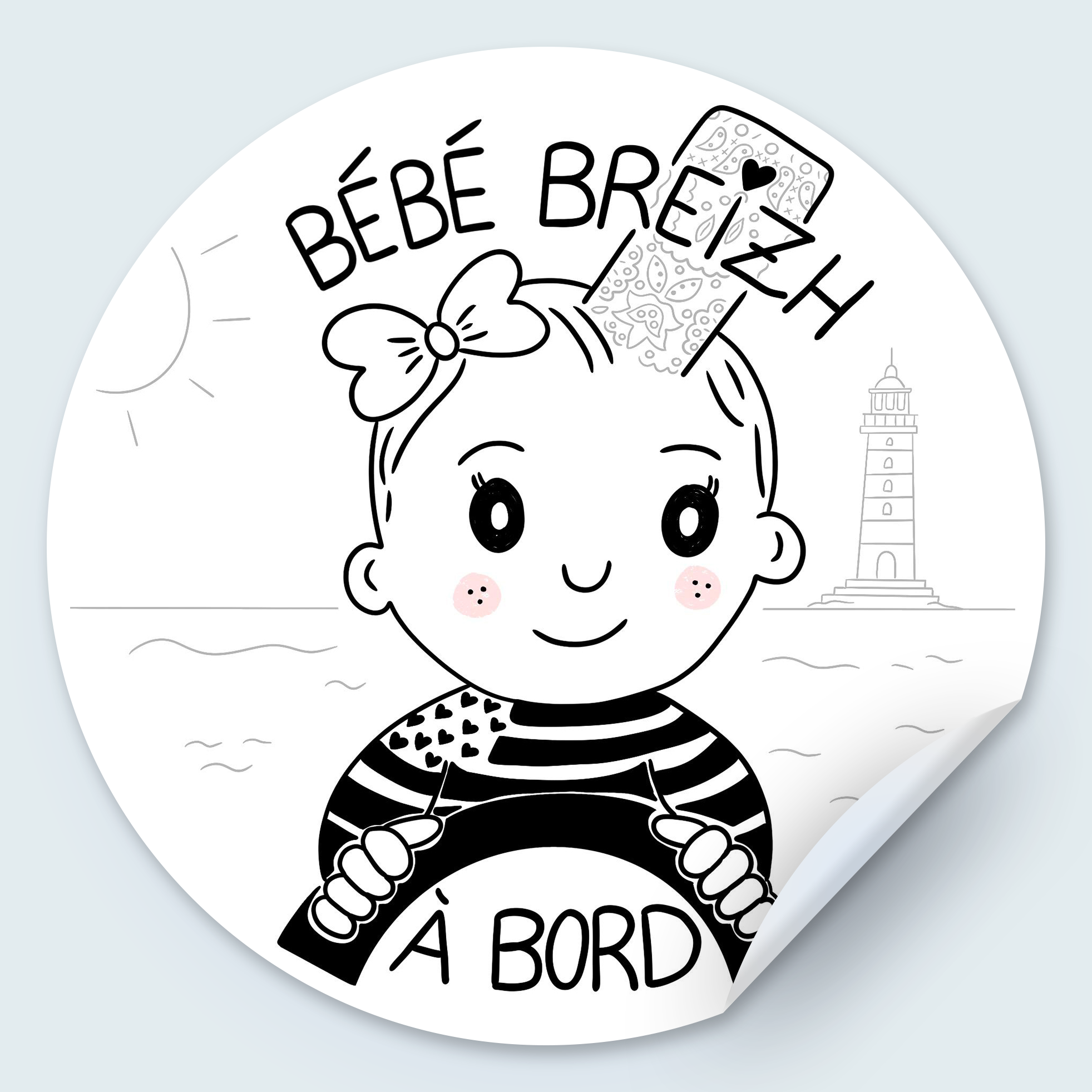 Autocollant Voiture Bébé à Bord Fille 15,8x15cm - Sticker Vinyle Jaune Sécurité Enfant